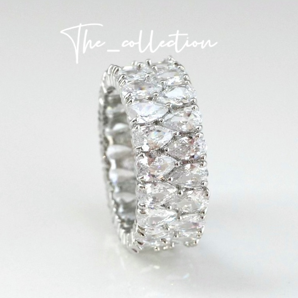 STERLING SILVER DOUBLE STACK DIAMOND RING - Picture 5 of 5